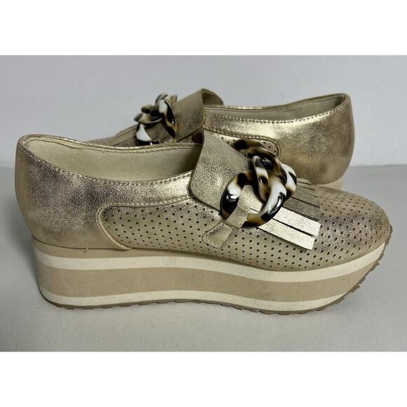 Pierre Dumas Paloma-2 Brown Gold Loafers Size 6 with Animal Print Accents - Picture 6 of 10